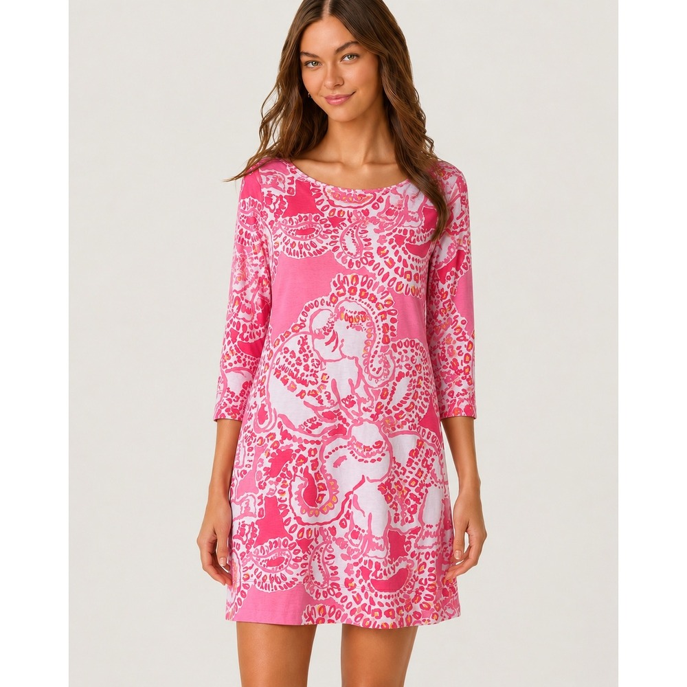 Lilly Pulitzer Marlowe Dress Women's Small Coral Trunk In Love T-shirt Dress